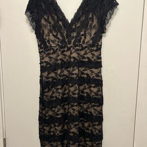 Cache Black Lace Dress Size 8 Vintage knee length